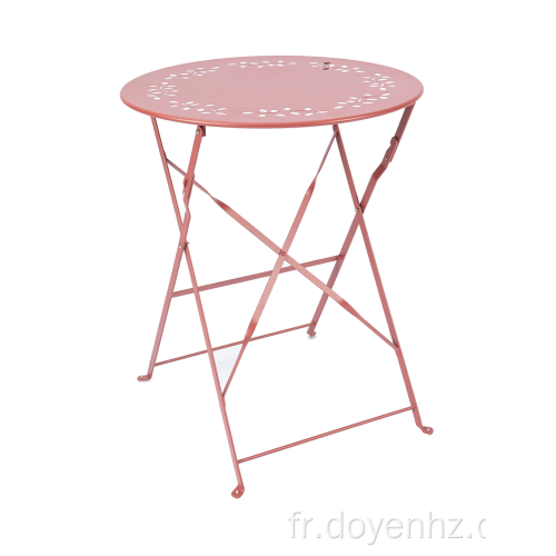 Table ronde pliante en métal 60 cm avec motif de feuilles